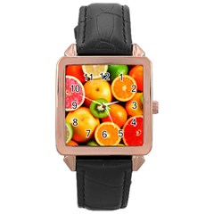 Mixed Fruit 1 Rose Gold Leather Watch  by trendistuff