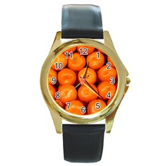 Oranges 1 Round Gold Metal Watch by trendistuff