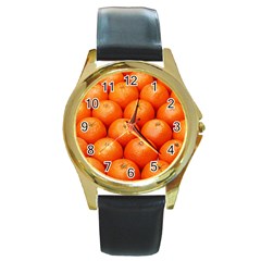 Oranges 2 Round Gold Metal Watch by trendistuff