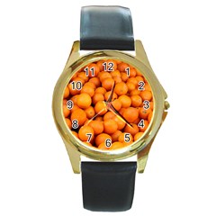 Oranges 3 Round Gold Metal Watch by trendistuff