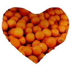 Oranges 3 Large 19  Premium Heart Shape Cushions by trendistuff