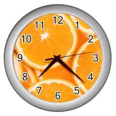 Oranges 4 Wall Clocks (silver)  by trendistuff