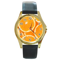 Oranges 4 Round Gold Metal Watch by trendistuff