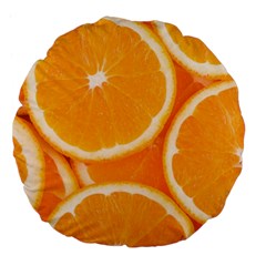 Oranges 4 Large 18  Premium Flano Round Cushions by trendistuff