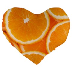 Oranges 4 Large 19  Premium Flano Heart Shape Cushions by trendistuff