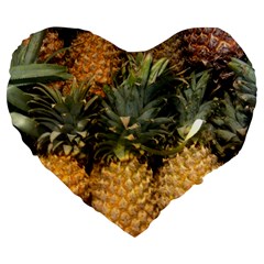 Pineapple 1 Large 19  Premium Flano Heart Shape Cushions by trendistuff