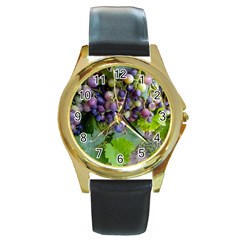 Grapes 2 Round Gold Metal Watch by trendistuff