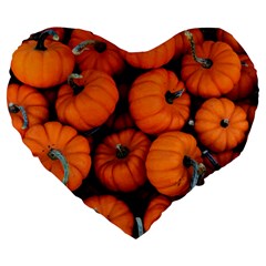 Pumpkins 2 Large 19  Premium Heart Shape Cushions by trendistuff