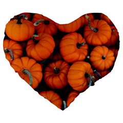 Pumpkins 2 Large 19  Premium Flano Heart Shape Cushions by trendistuff