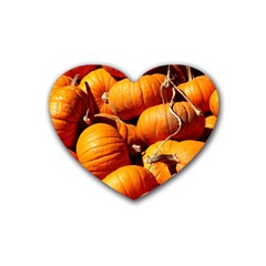 Pumpkins 3 Rubber Coaster (heart)  by trendistuff