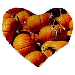 Pumpkins 3 Large 19  Premium Heart Shape Cushions by trendistuff