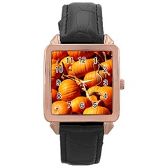 Pumpkins 3 Rose Gold Leather Watch  by trendistuff