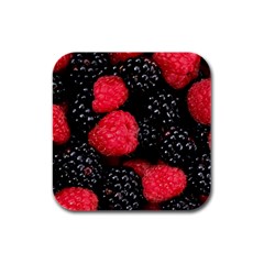 RASPBERRIES 1 Rubber Square Coaster (4 pack) 