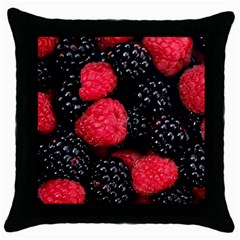 RASPBERRIES 1 Throw Pillow Case (Black)