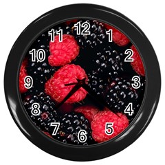 RASPBERRIES 1 Wall Clocks (Black)