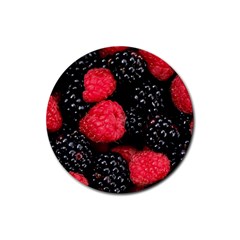 Raspberries 1 Rubber Round Coaster (4 Pack)  by trendistuff