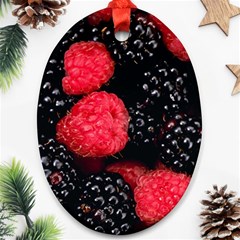 RASPBERRIES 1 Oval Ornament (Two Sides)