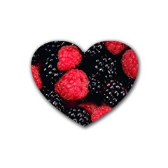 RASPBERRIES 1 Rubber Coaster (Heart) 