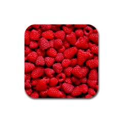 Raspberries 2 Rubber Square Coaster (4 Pack)  by trendistuff