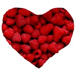 RASPBERRIES 2 Large 19  Premium Heart Shape Cushions Front