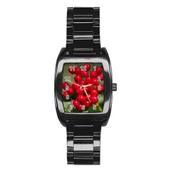 Red Berries 2 Stainless Steel Barrel Watch by trendistuff