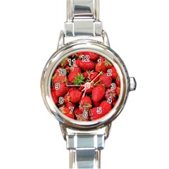 Strawberries 1 Round Italian Charm Watch by trendistuff