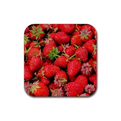 Strawberries 1 Rubber Coaster (square)  by trendistuff