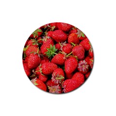 Strawberries 1 Rubber Coaster (round)  by trendistuff