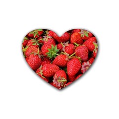 Strawberries 1 Rubber Coaster (heart)  by trendistuff