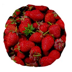 Strawberries 1 Large 18  Premium Round Cushions by trendistuff