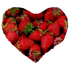 Strawberries 1 Large 19  Premium Heart Shape Cushions by trendistuff