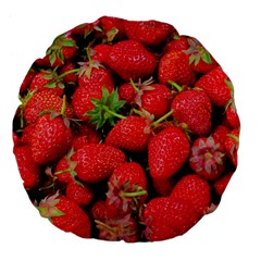 Strawberries 1 Large 18  Premium Flano Round Cushions by trendistuff