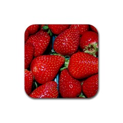 Strawberries 3 Rubber Coaster (square)  by trendistuff