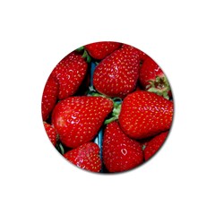 Strawberries 3 Rubber Coaster (round)  by trendistuff