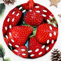 Strawberries 3 Ornament (round Filigree) by trendistuff