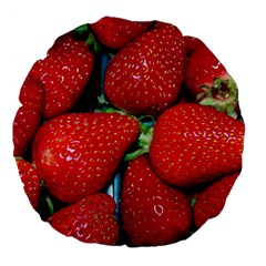 Strawberries 3 Large 18  Premium Flano Round Cushions by trendistuff