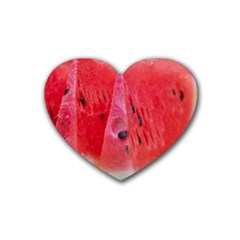 Watermelon 1 Rubber Coaster (heart)  by trendistuff