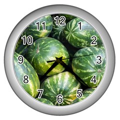 Watermelon 2 Wall Clocks (silver)  by trendistuff