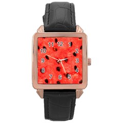 Watermelon 3 Rose Gold Leather Watch  by trendistuff