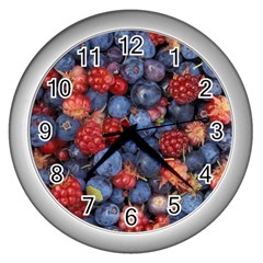 Wild Berries 1 Wall Clocks (silver)  by trendistuff