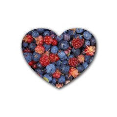 Wild Berries 1 Rubber Coaster (heart)  by trendistuff