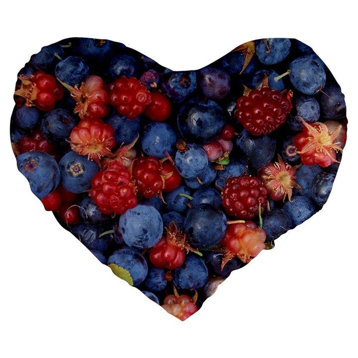 WILD BERRIES 1 Large 19  Premium Heart Shape Cushions