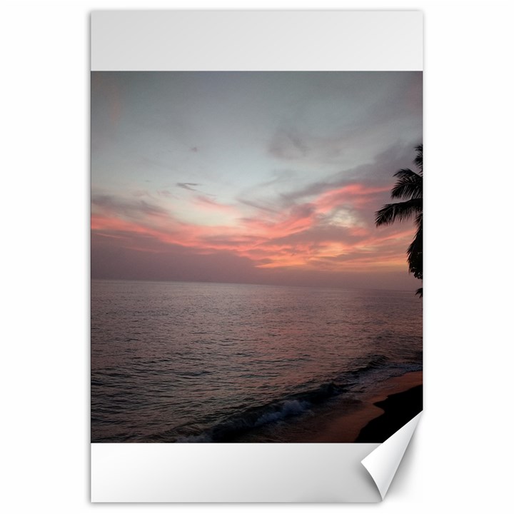 Red Sunset Rincon Puerto Rico Canvas 20  x 30  