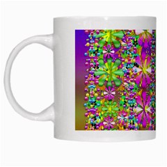 Flower Wall With Wonderful Colors And Bloom White Mugs by pepitasart