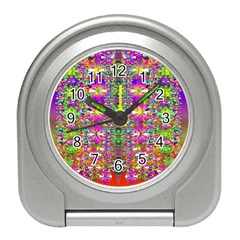 Flower Wall With Wonderful Colors And Bloom Travel Alarm Clocks by pepitasart