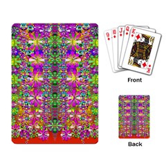 Flower Wall With Wonderful Colors And Bloom Playing Card by pepitasart