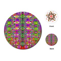 Flower Wall With Wonderful Colors And Bloom Playing Cards (round)  by pepitasart