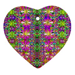 Flower Wall With Wonderful Colors And Bloom Heart Ornament (two Sides) by pepitasart