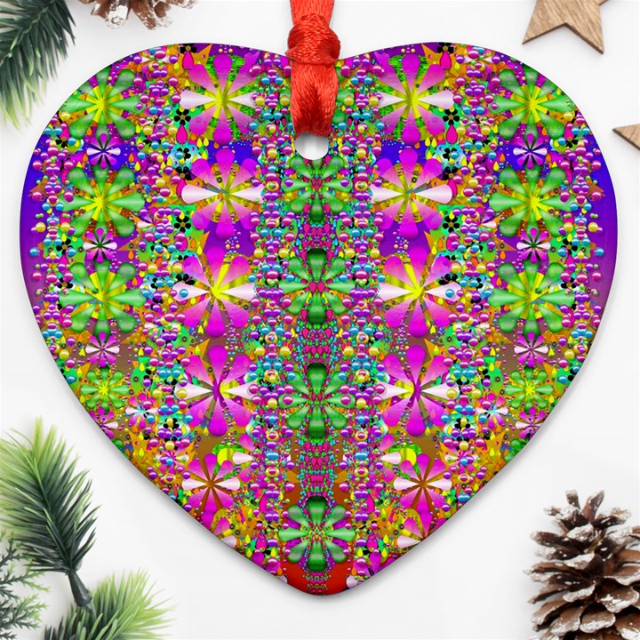 Flower Wall With Wonderful Colors And Bloom Heart Ornament (Two Sides)