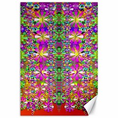 Flower Wall With Wonderful Colors And Bloom Canvas 12  X 18   by pepitasart